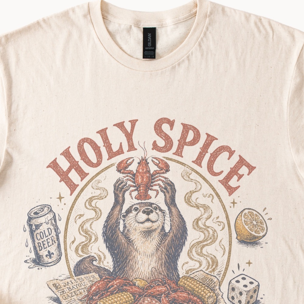 Holy Spice Crawfish Boil Graphic Tee Vintage Bayou Design